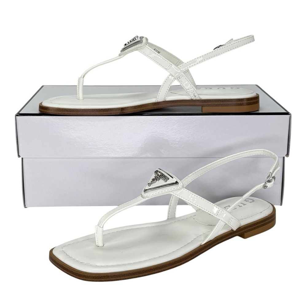 Guess Los Angeles Rainey White Patent Leather Womens Thong Sandals Size 6.5M - Picture 11 of 11